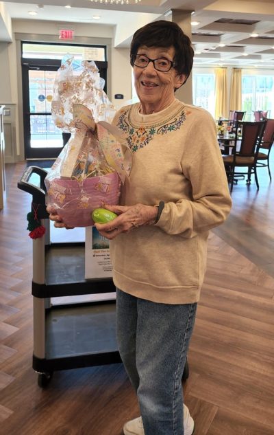 Senior woman holding Easter basket