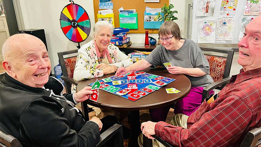 Seniors from Mount Prospect playing card game